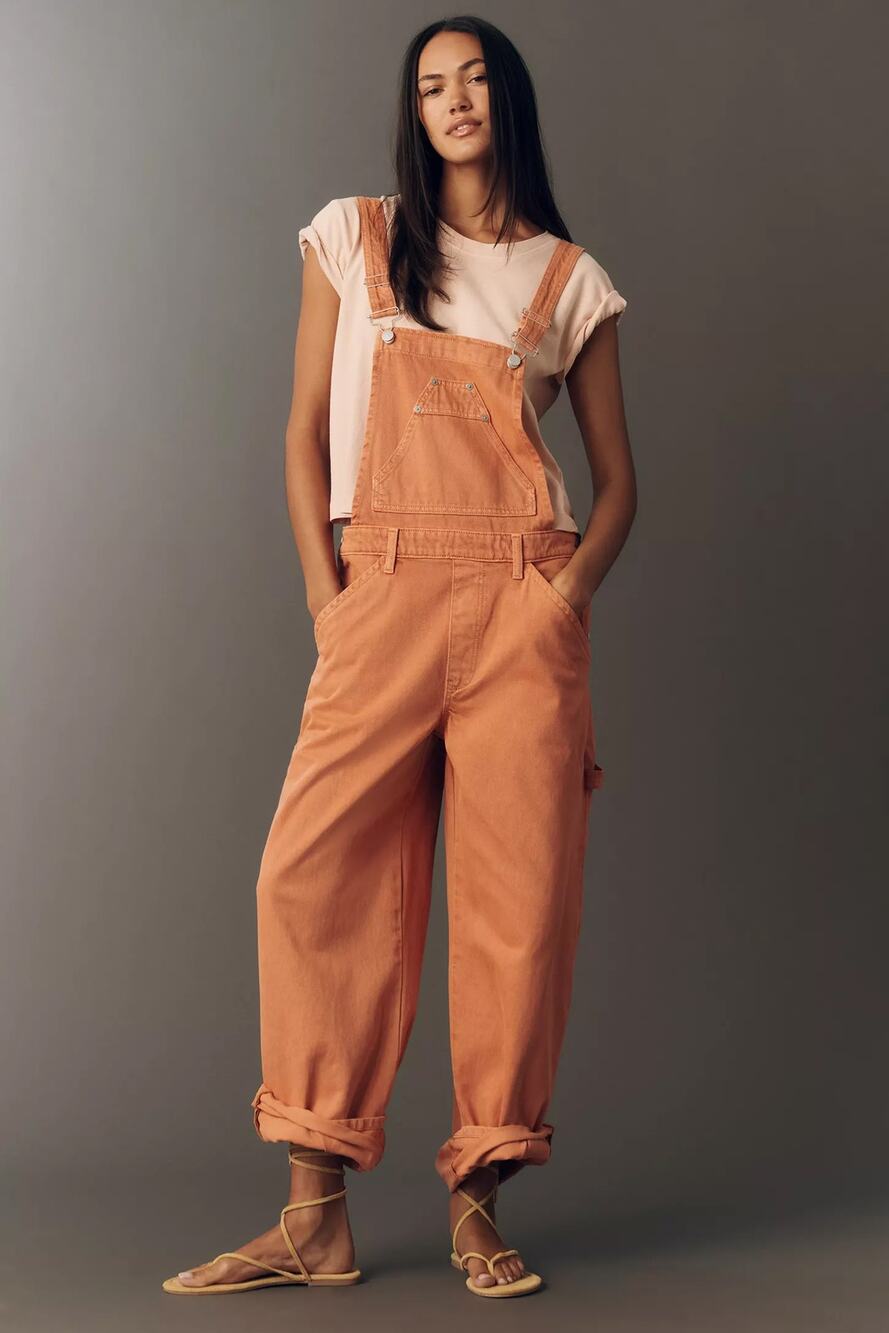 nwt ANTHROPOLOGIE PILCRO sz L Kayden Regenerative Cotton Barrel Overalls